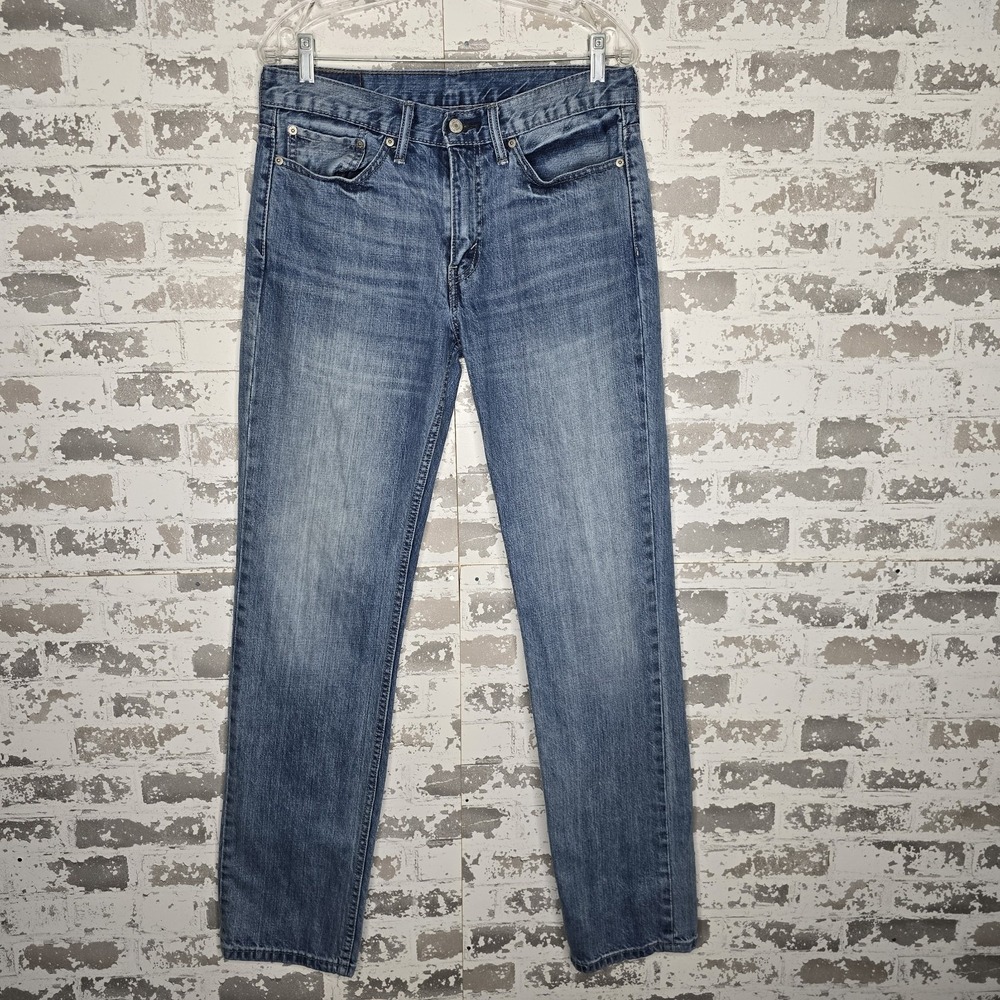 Levis 511 Jeans Mens 32x34 Light Blue Wash Whiskered Denim Slim Straight Leg